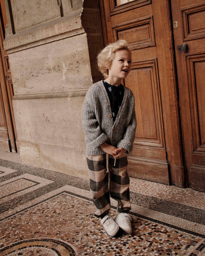 Cardigan enfant laine recyclée gris