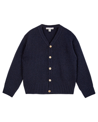 Cardigan enfant laine recyclée marine