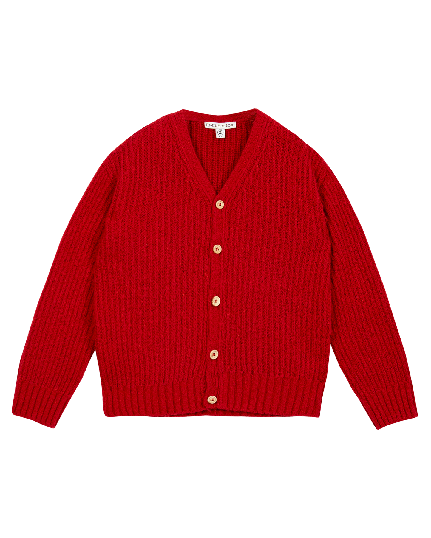 Cardigan enfant laine recyclée rouge