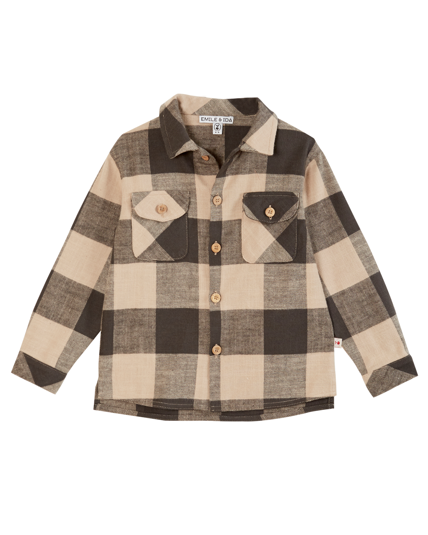 Chemise carreaux gris et beige