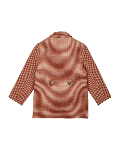 Manteau fille pied de poule rouge