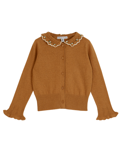 Cardigan cachemire merinos caramel