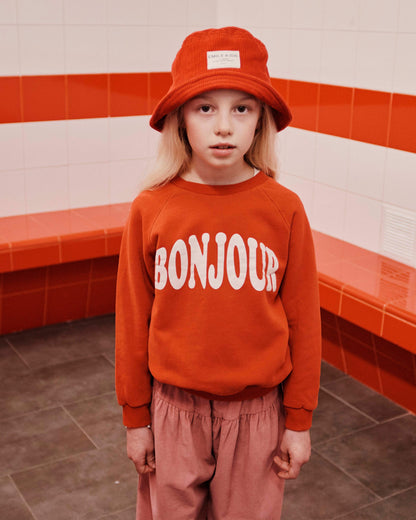 Sweat Bonjour enfant coton bio rouge