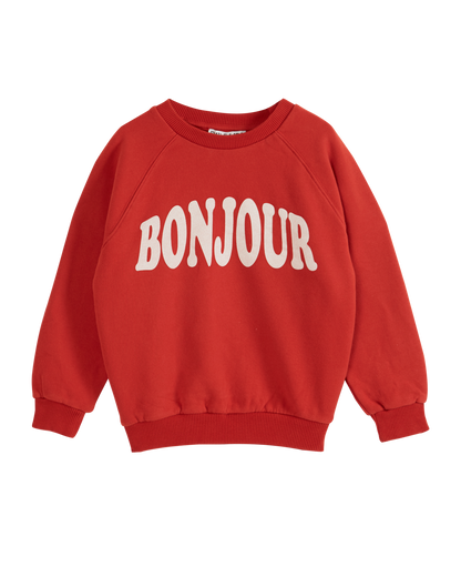 Sweat Bonjour enfant coton bio rouge