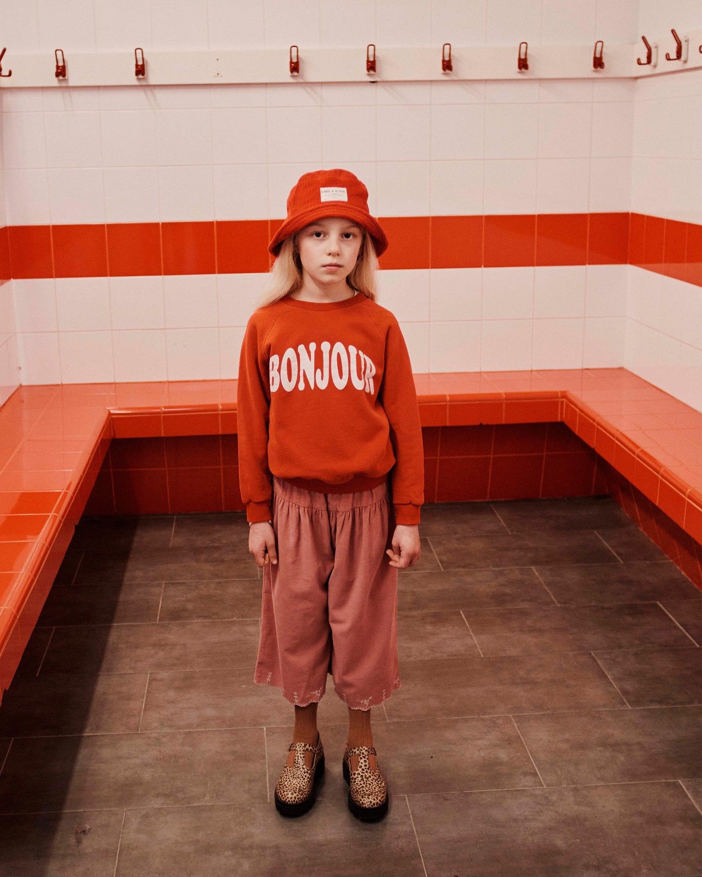 Sweat Bonjour enfant coton bio rouge