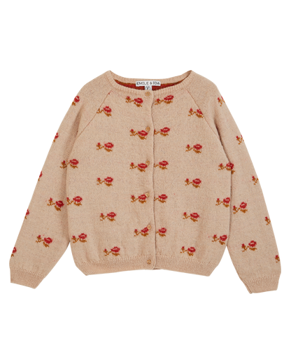 Cardigan jacquard beige rosé