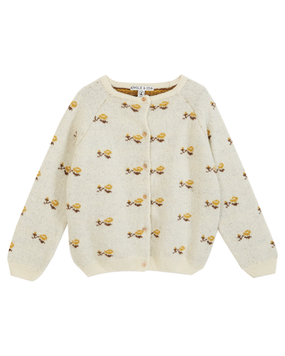 Cardigan jacquard écru
