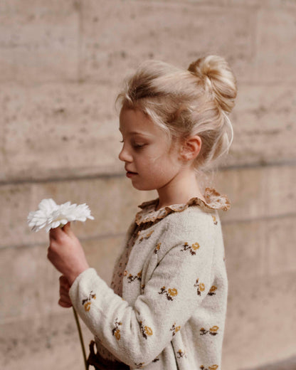 Cardigan jacquard écru