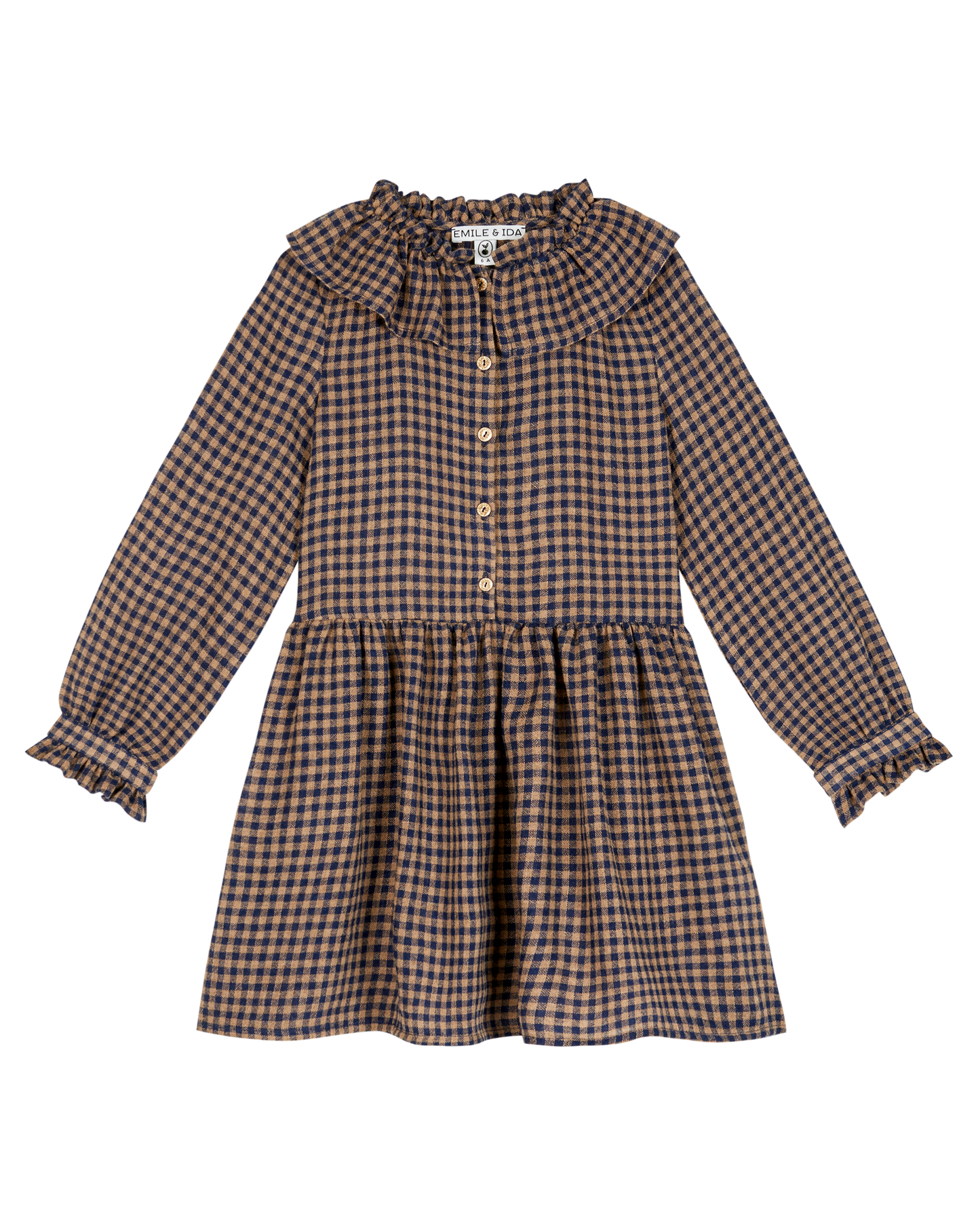 Robe viscose et laine vichy marine