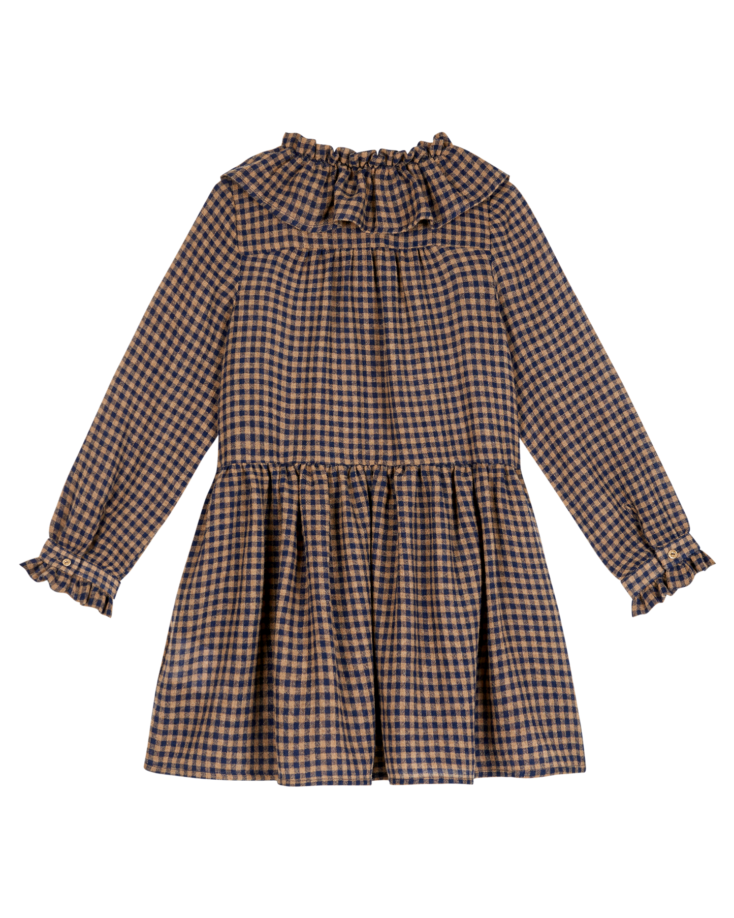 Robe viscose et laine vichy marine
