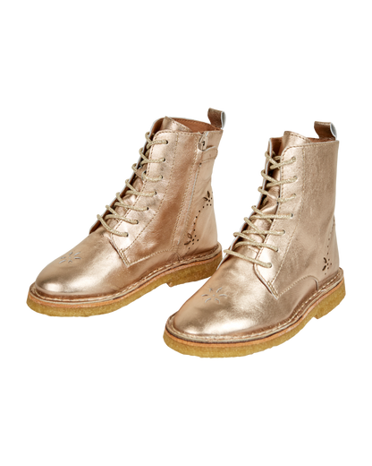 Boots à lacets cuir doré