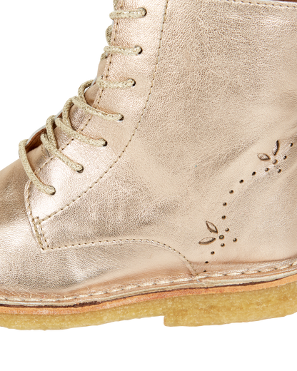 Boots à lacets cuir doré