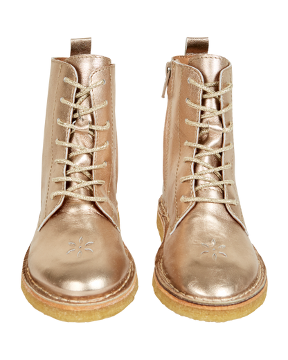 Boots à lacets cuir doré