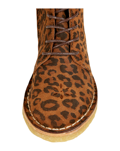 Boots à lacets cuir léopard brun