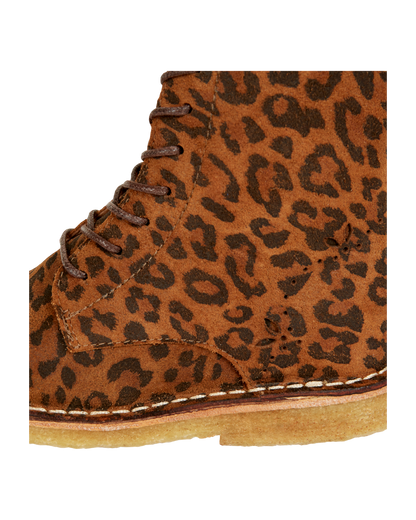 Boots à lacets cuir léopard brun