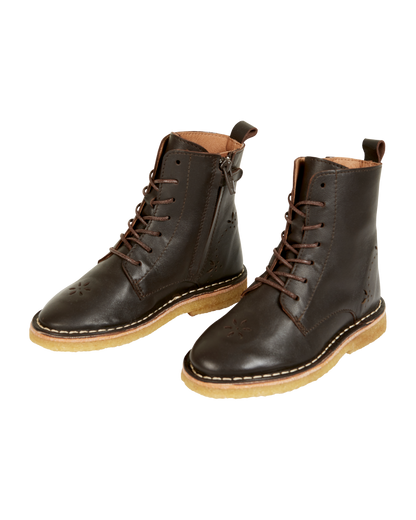 Boots à lacets cuir cacao