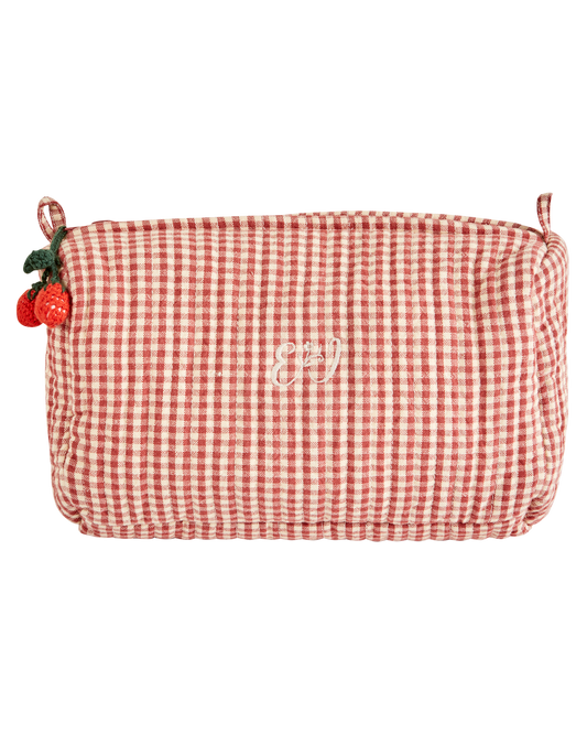 Trousse de toilette vichy framboise