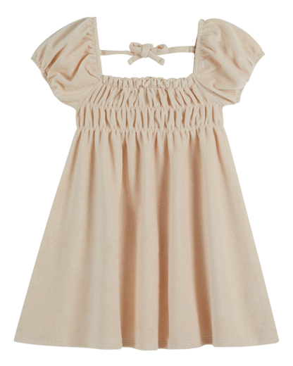 Robe éponge smockée crème