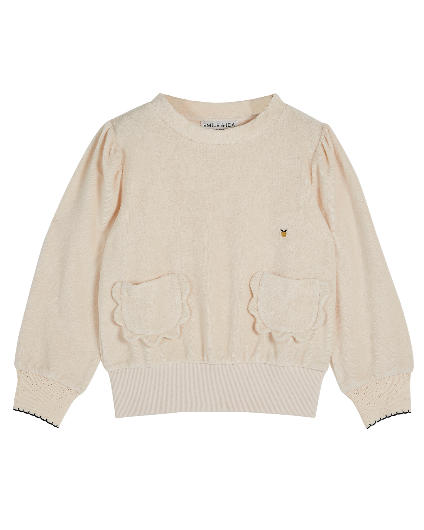 Sweat éponge poches fleurs crème