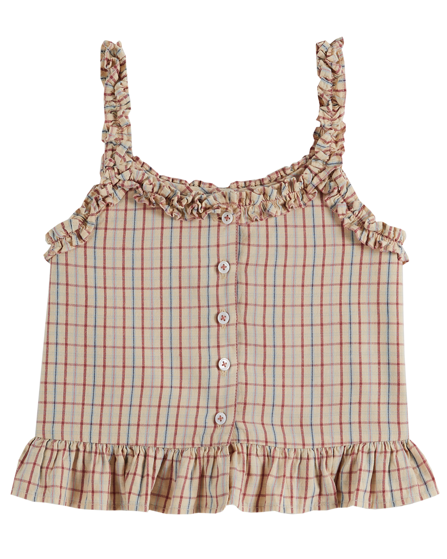 Top carreaux vanille