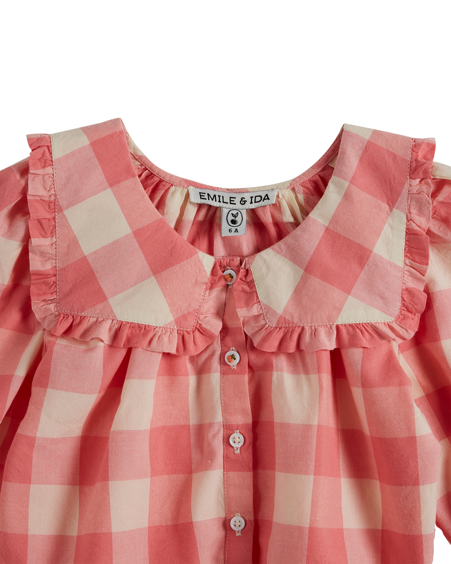 Blouse grand col vichy bonbon