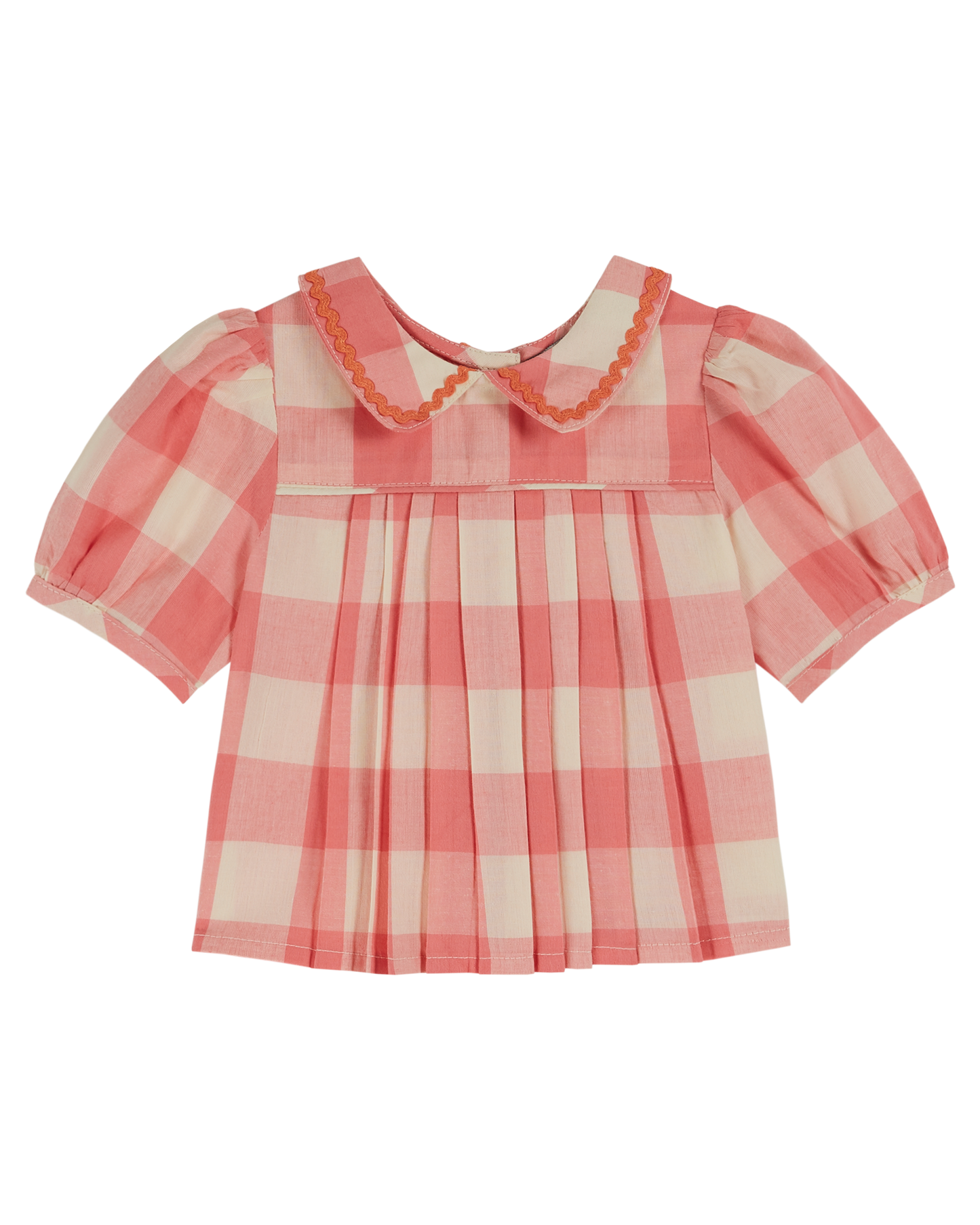 Blouse plissée vichy bonbon