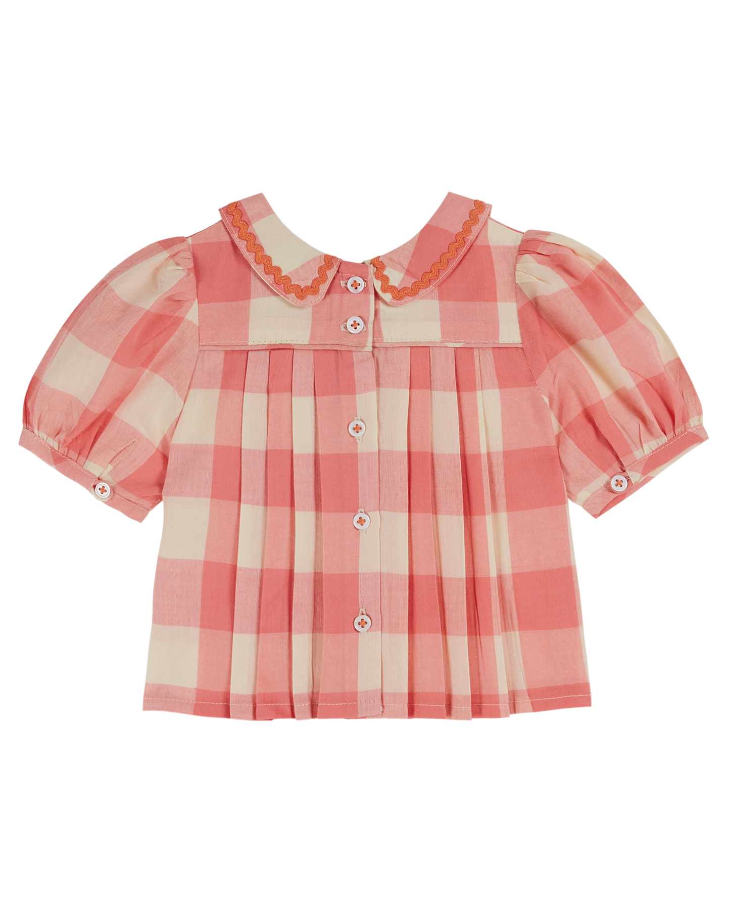 Blouse plissée vichy bonbon