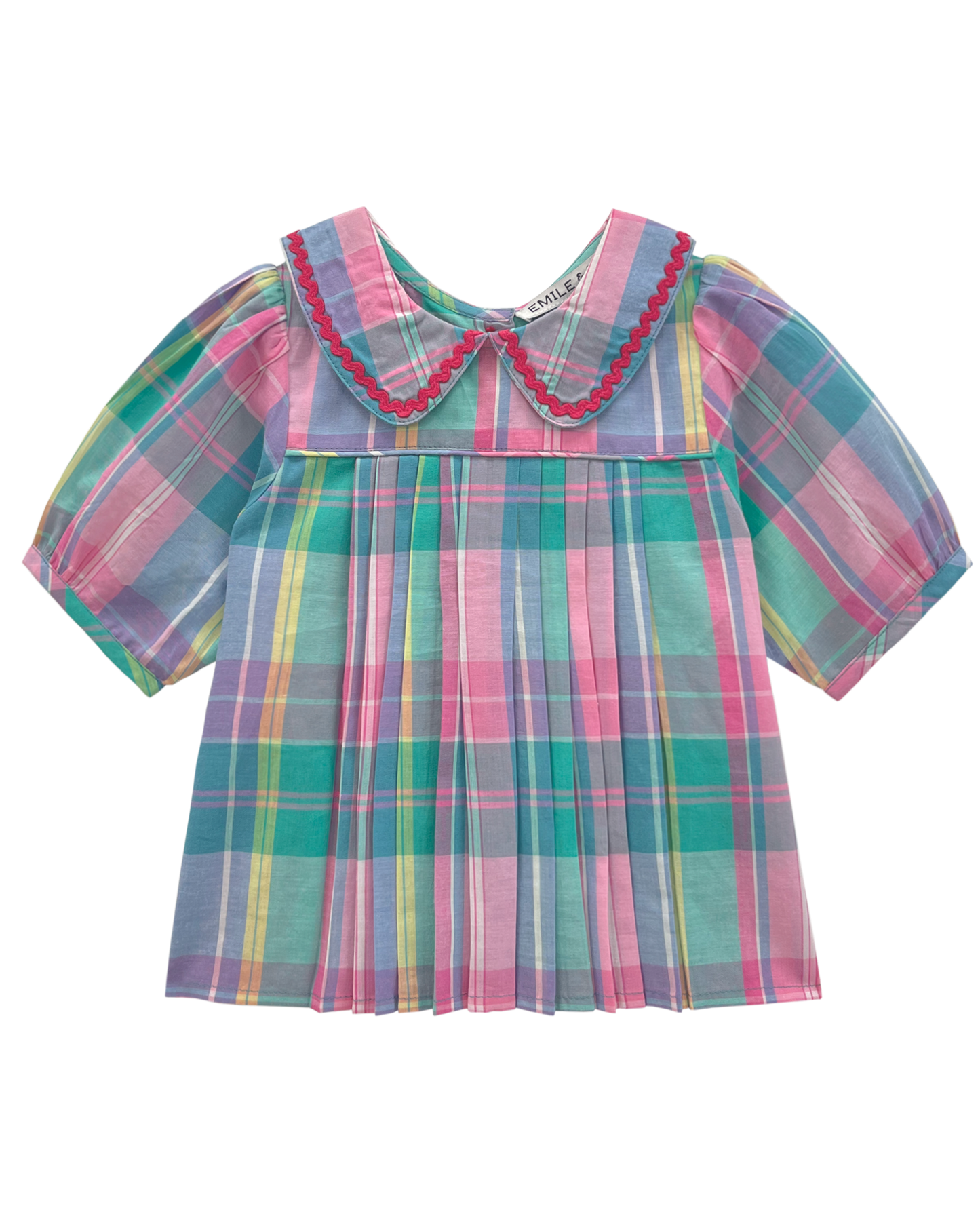 Blouse plissée carreaux madras multicolore