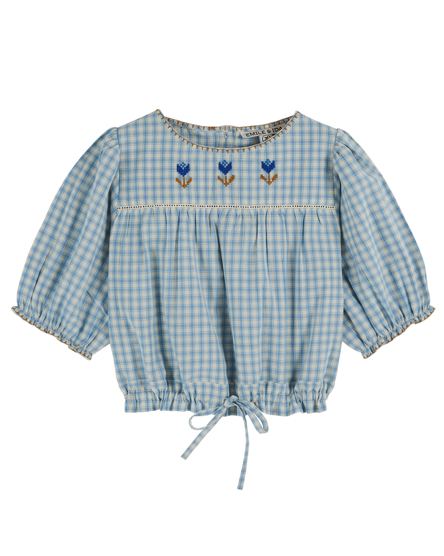 Blouse broderie carreaux faience