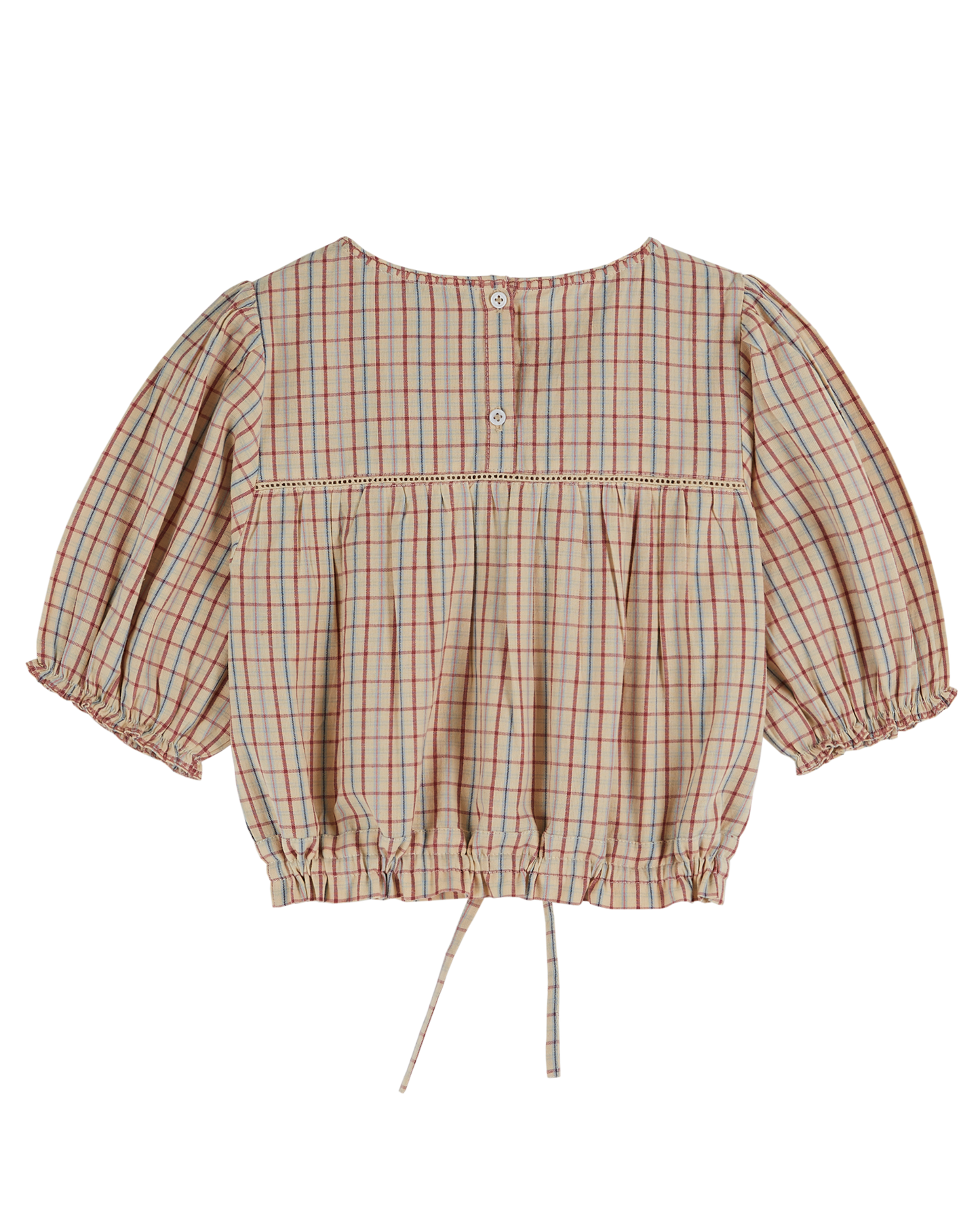 Blouse broderie carreaux vanille