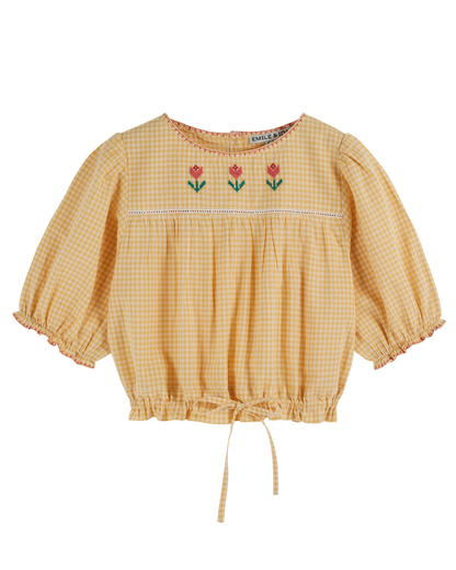 Blouse broderie vichy jaune