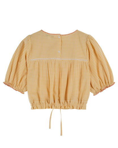 Blouse broderie vichy jaune
