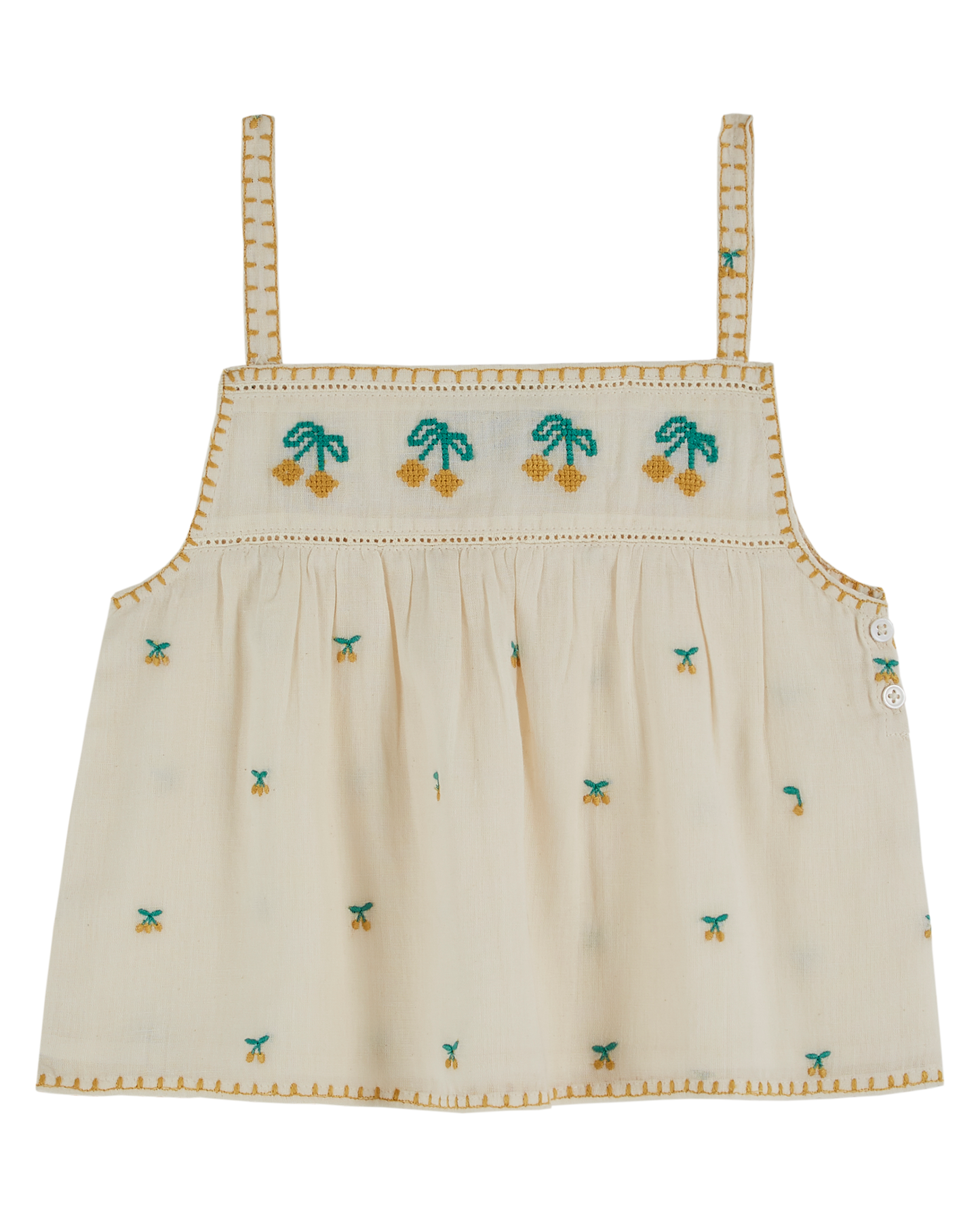 Top bretelles broderie cerise chantilly