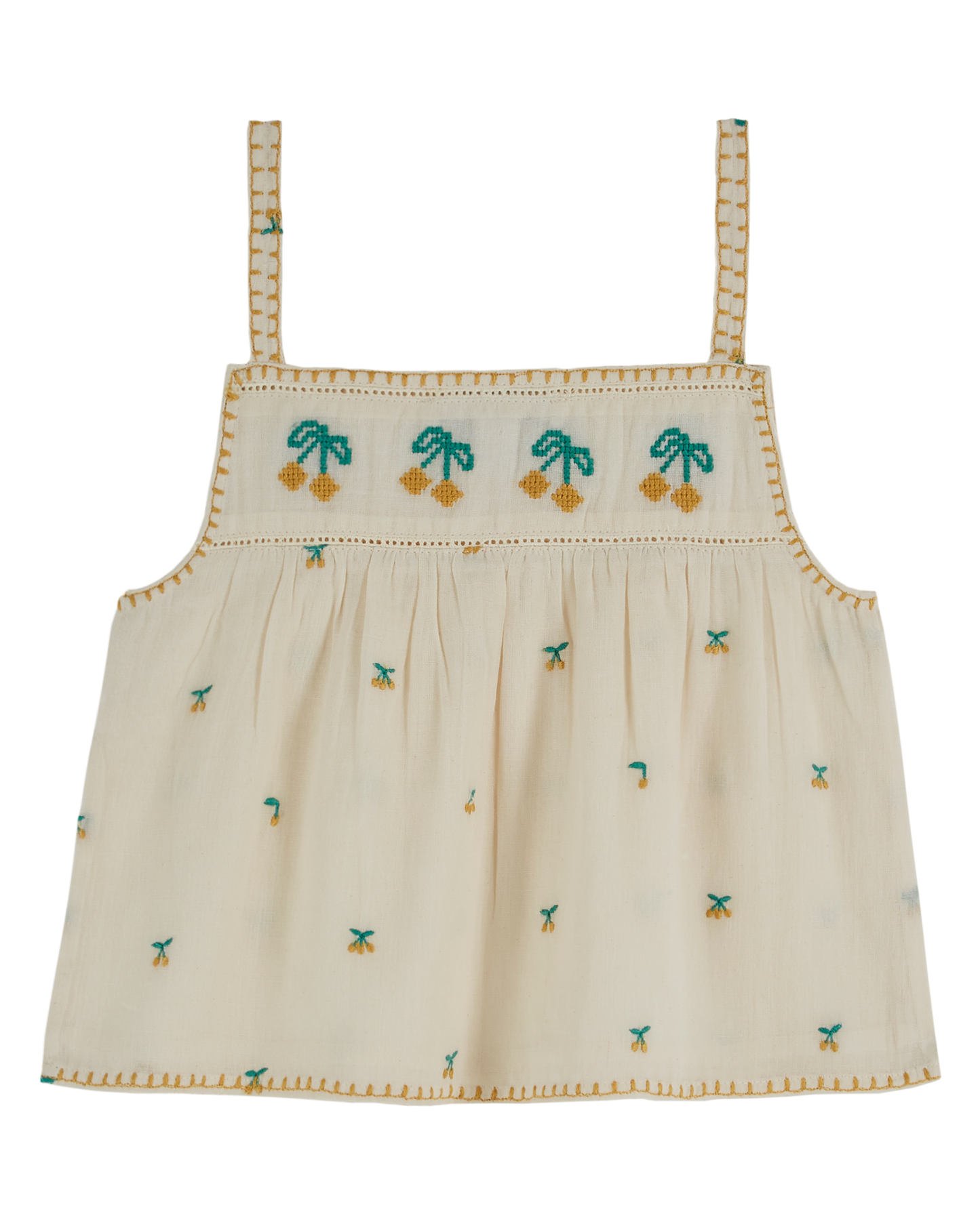 Top bretelles broderie cerise chantilly