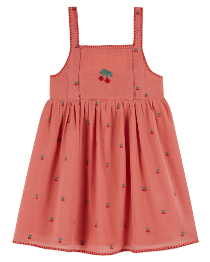Robe broderie cerise grenadine