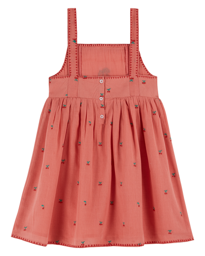 Robe broderie cerise grenadine