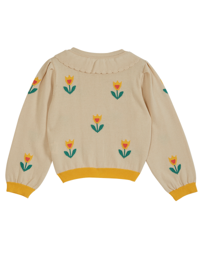 Cardigan tulipe coton bio fille écru