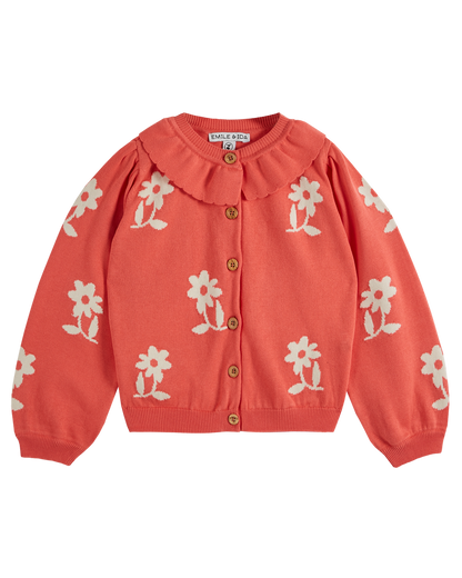 Cardigan fleurs coton bio fille grenadine