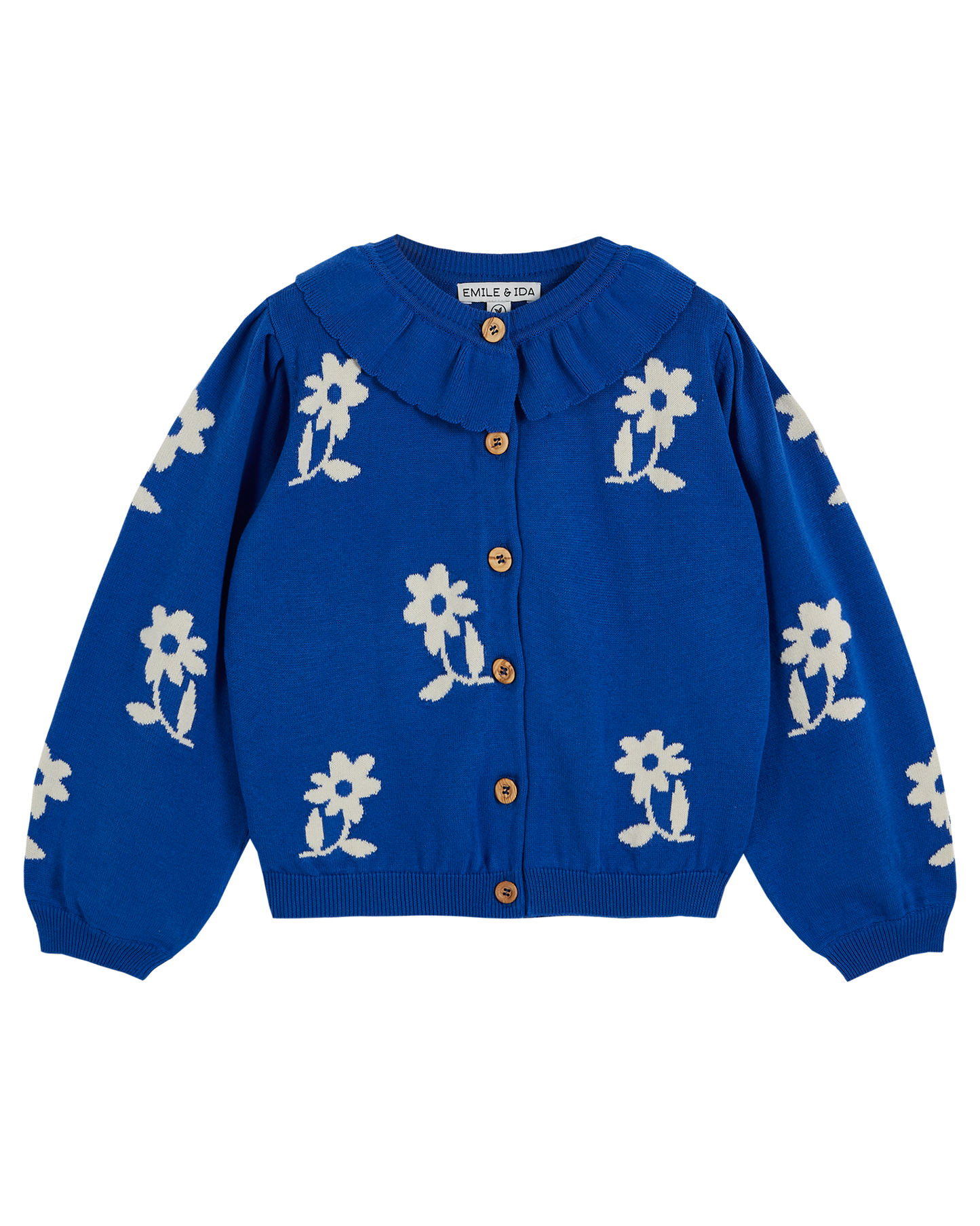 Cardigan fleurs coton bio fille saphir