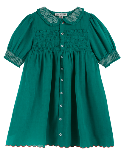 Robe smockée haricot