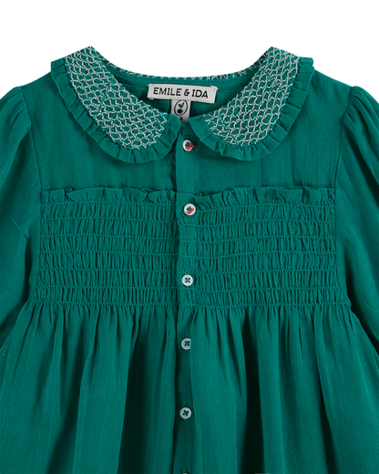 Robe smockée haricot