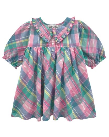 Robe carreaux madras multicolore