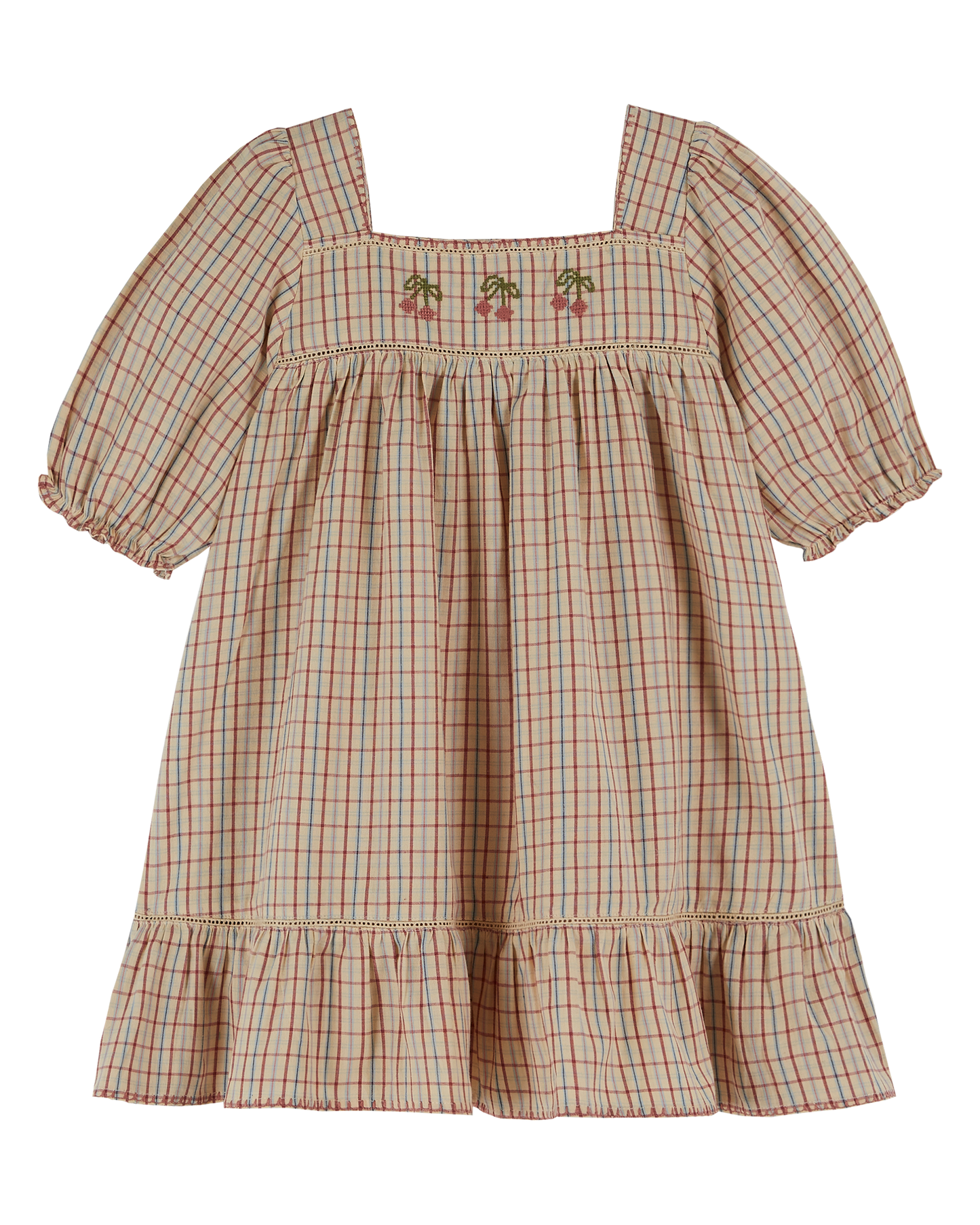 Robe brodée carreaux vanille