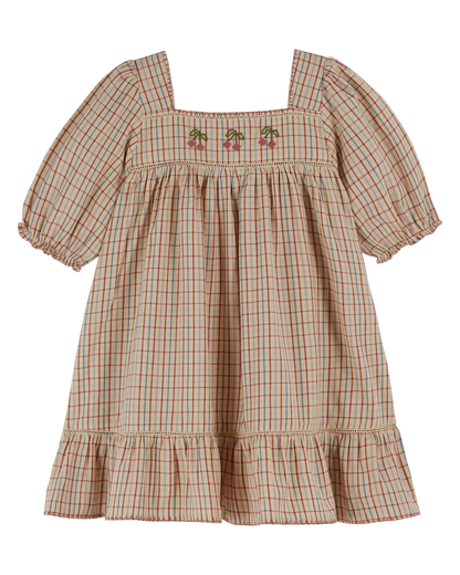 Robe brodée carreaux vanille