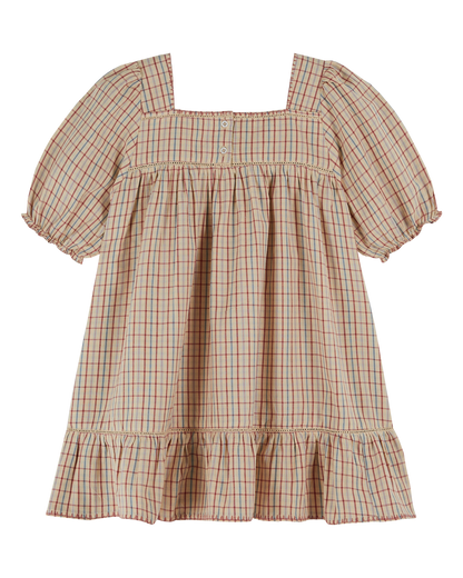 Robe brodée carreaux vanille