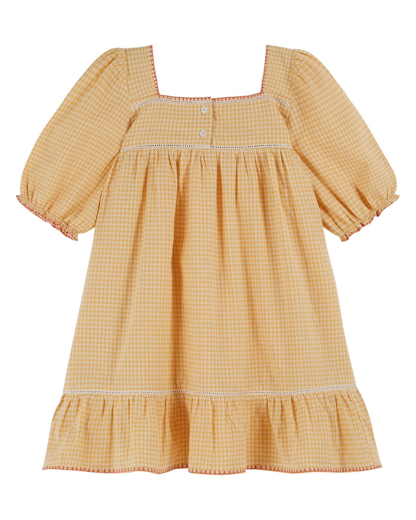 Robe brodée vichy jaune