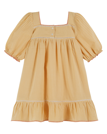Robe brodée vichy jaune