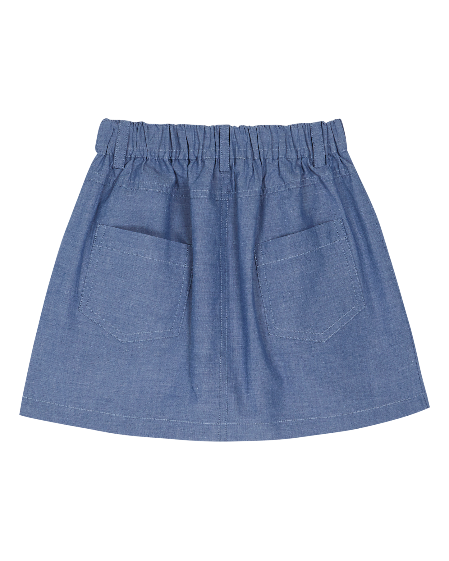Jupe poches fleurs chambray