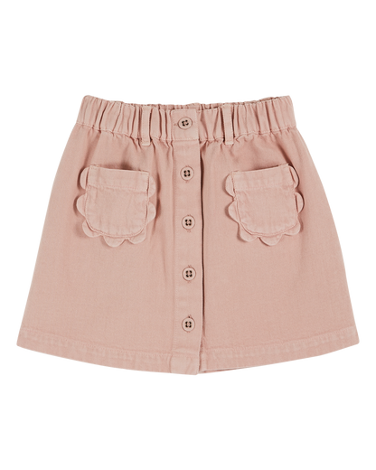 Jupe poches fleurs rosette