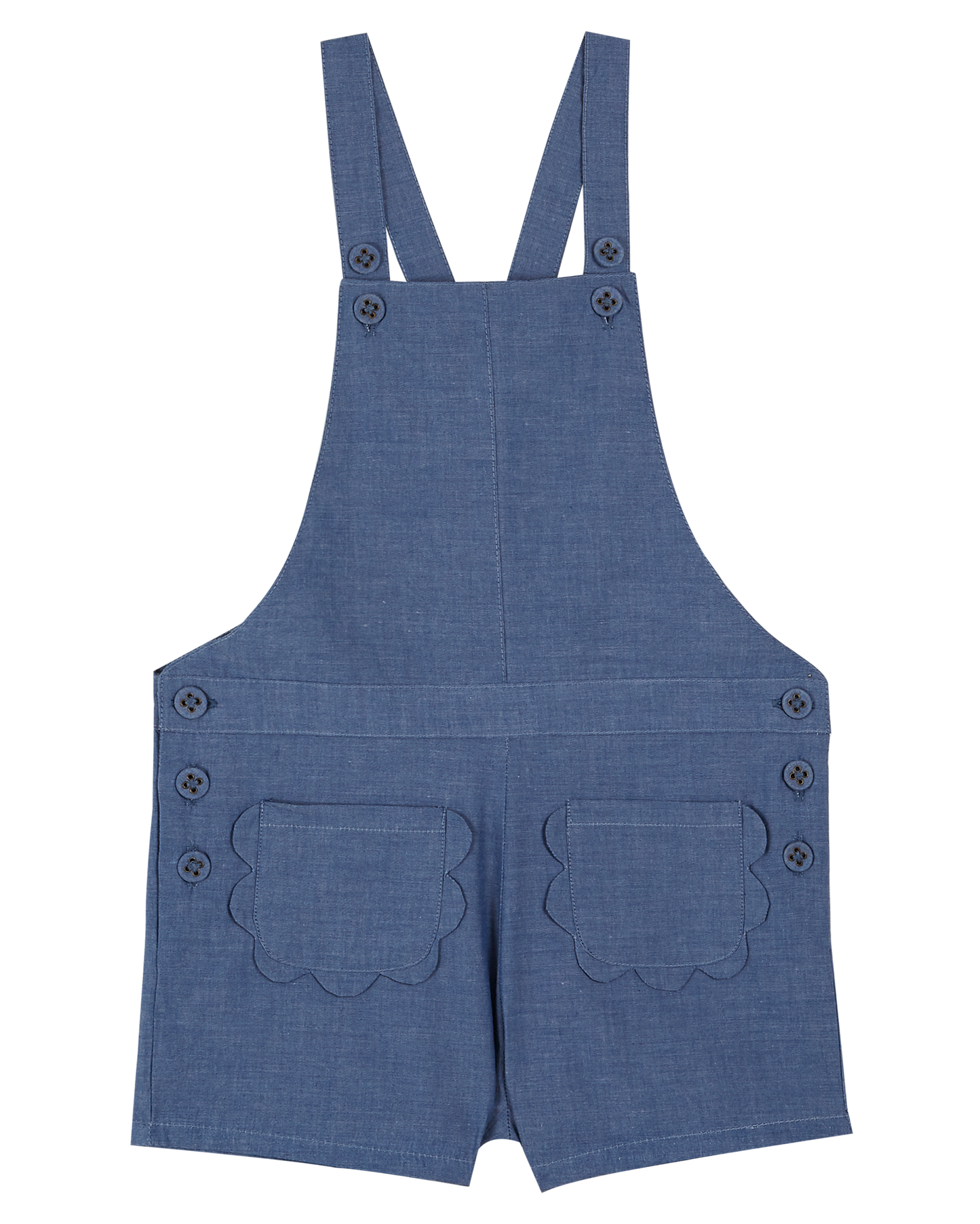 Salopette poche fleurs chambray